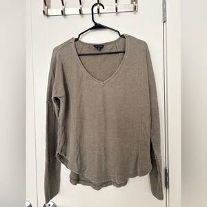 Casual Olive V-Neck Women's Top